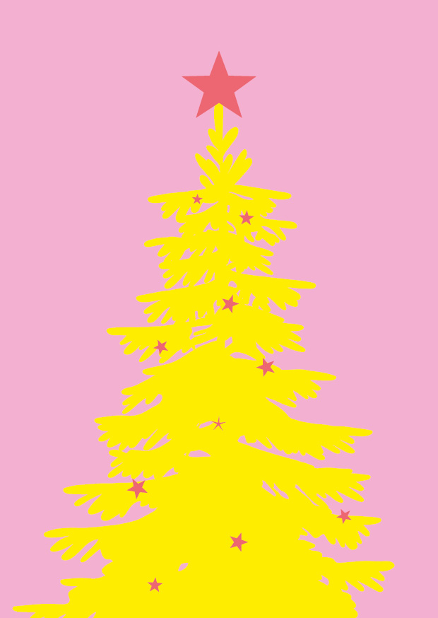 Postcard - luminous - yellow xmas tree