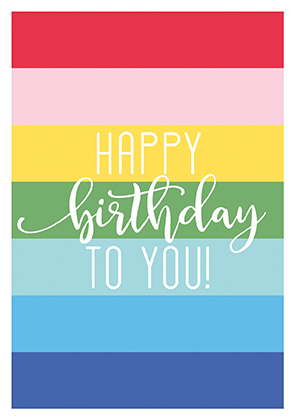 Postkarte - La Card - Happy Blockstreifen, Regenbogen