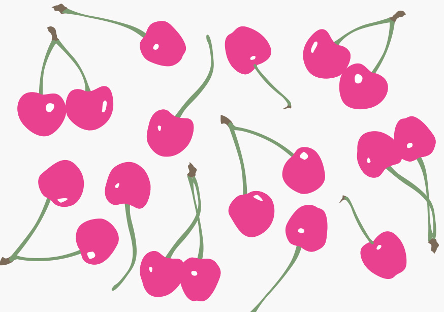 Postkarte - luminous - pink cherries