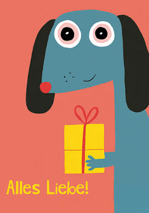 Postcard – darilarifari – Dachshund with a present