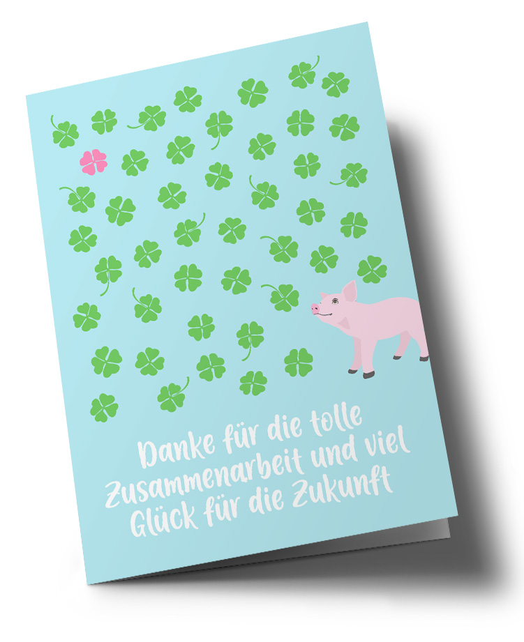 Klappkarte A5 - Lucky Cards -Viel Glück - Schwein