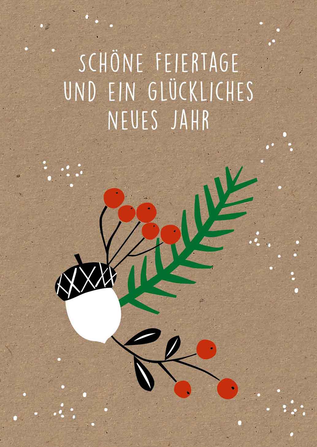 Postkarte - Designfräulein - Schöne Feiertage Eichel