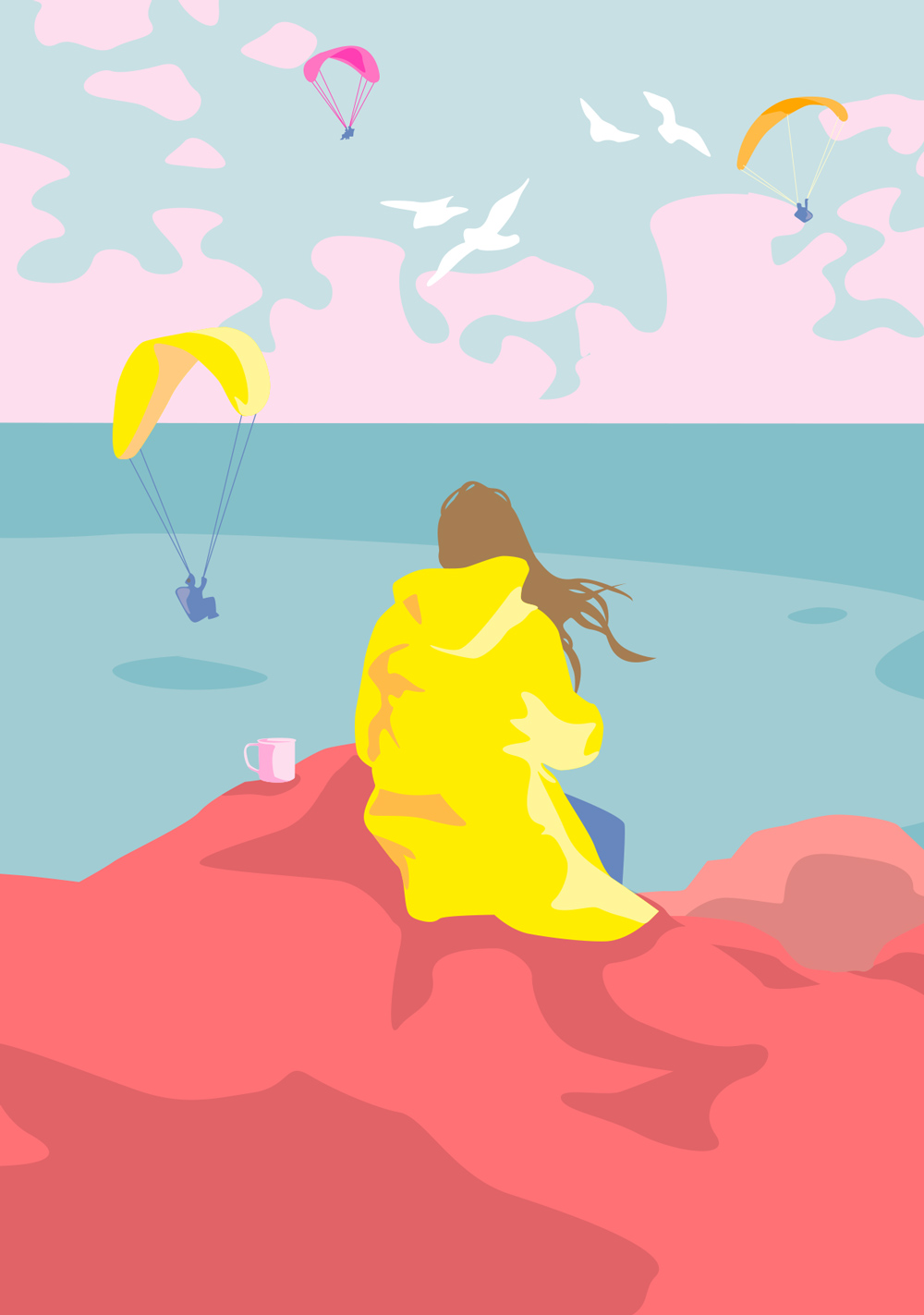 Postkarte - luminous - Kiter-Beobachterin