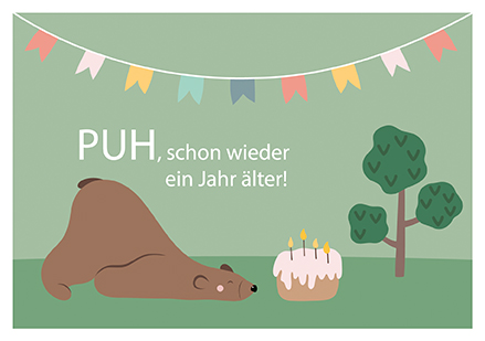 Klappkarte C6 - La Card - Bär Kuchen