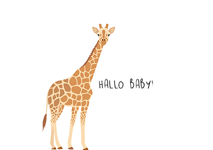 Klappkarte C6 - La Card - Hallo Baby, Giraffe