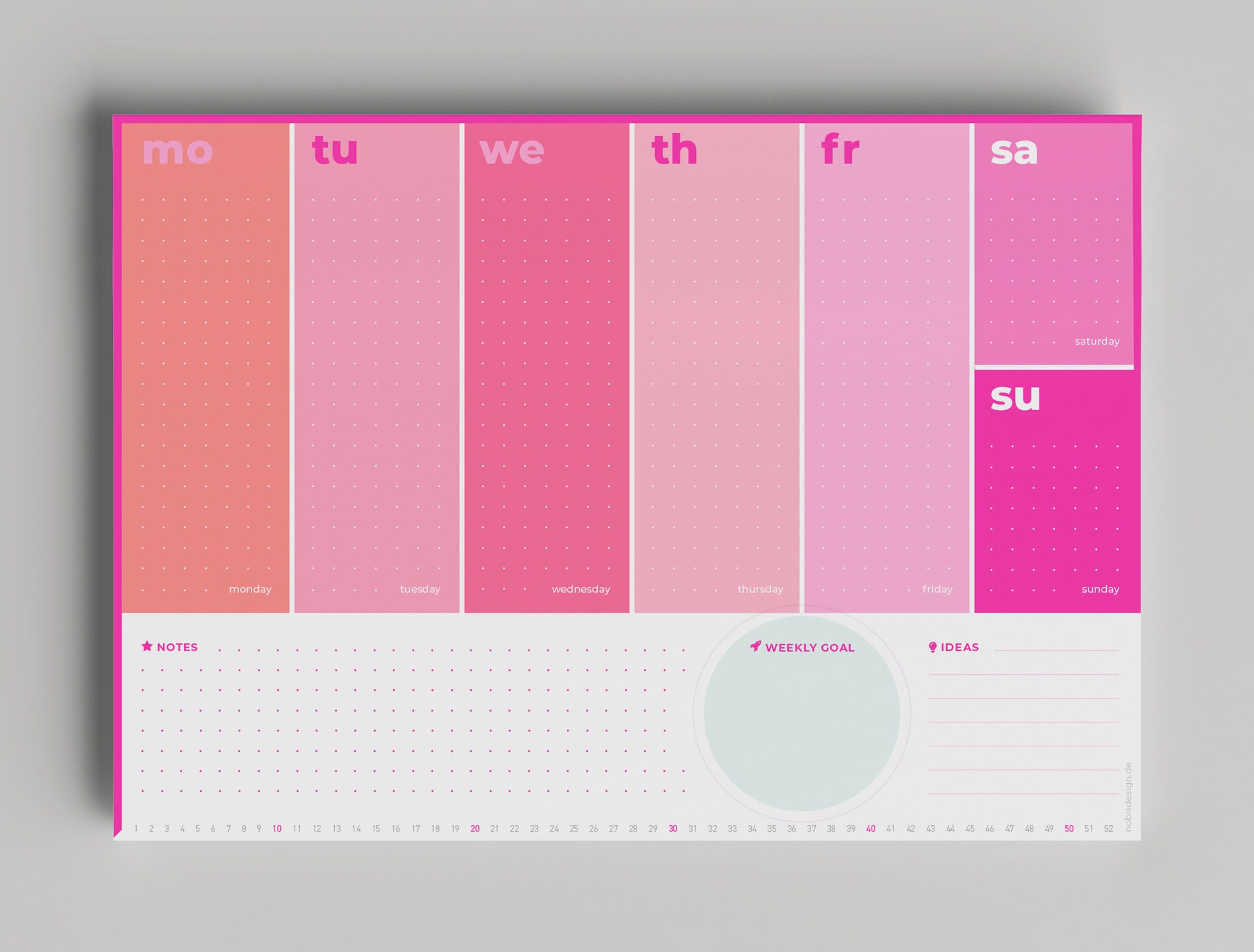 Weekly Planner A4 - neonstyle - Pink