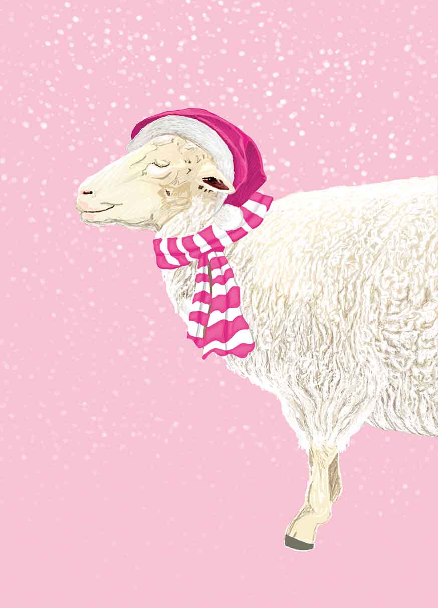Postcard - m-illu - Sheep pink