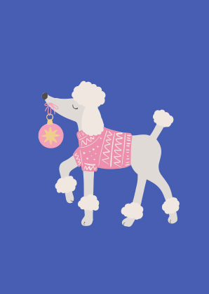 Postkarte - andrea liesert - xmas pudel