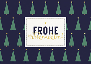 Postkarte - La Card - Dreiecksbäumchen, blau