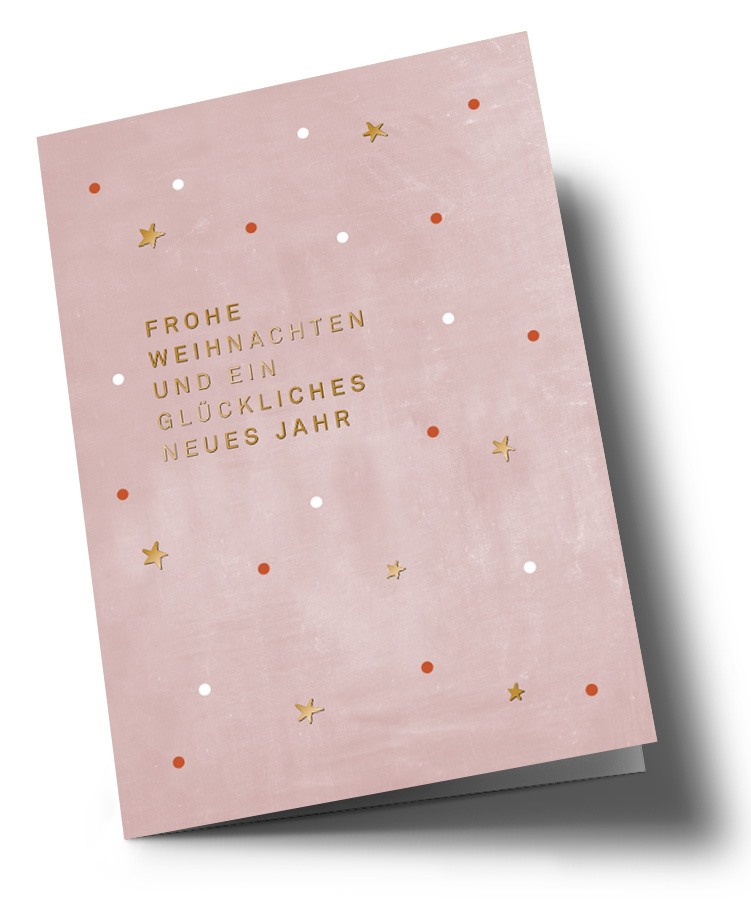 Doublecard C6 - Designfräulein - Xmas Stars rosa, Gold foil