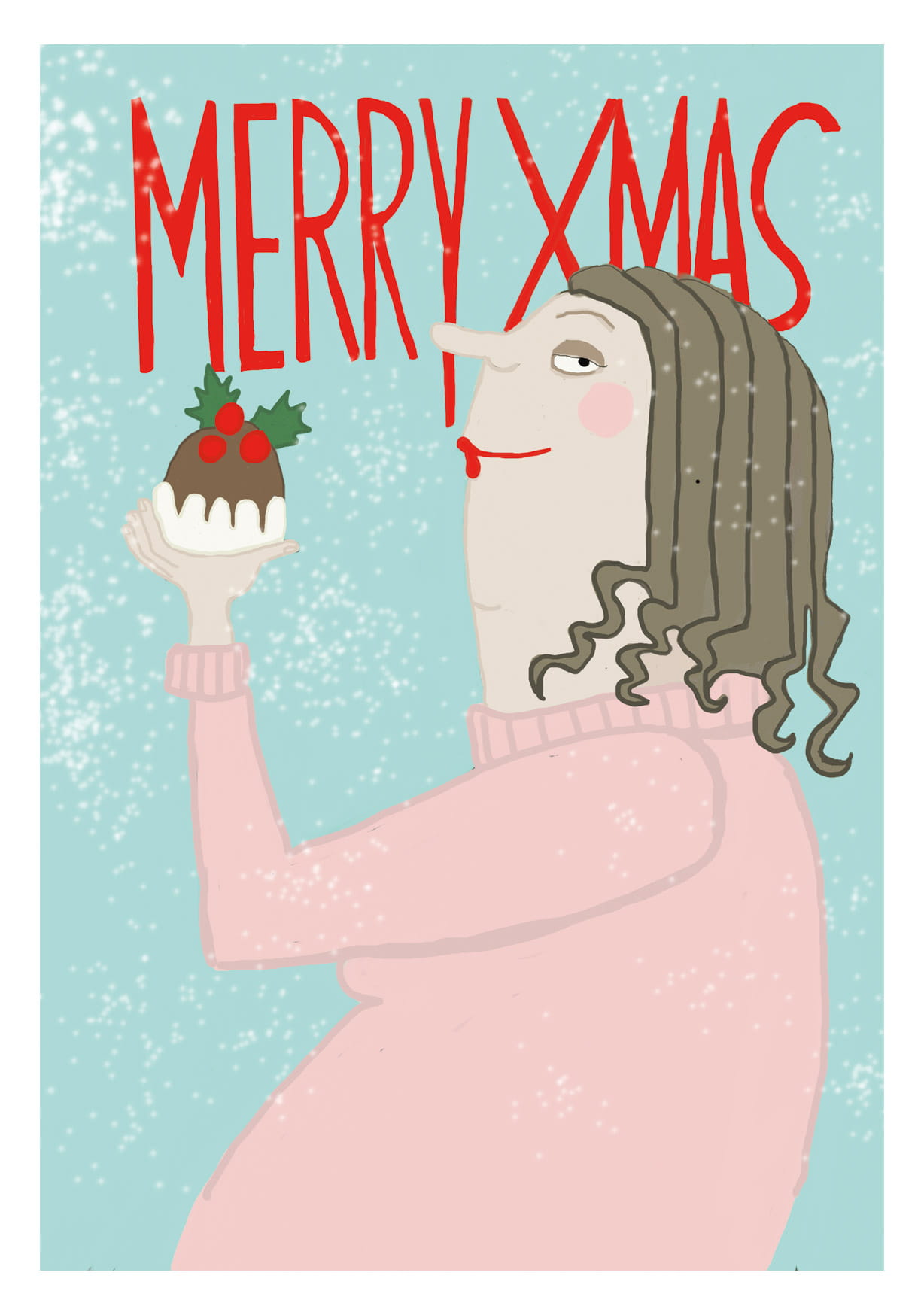 Postkarte - kittiekatstudio - rosa xmas