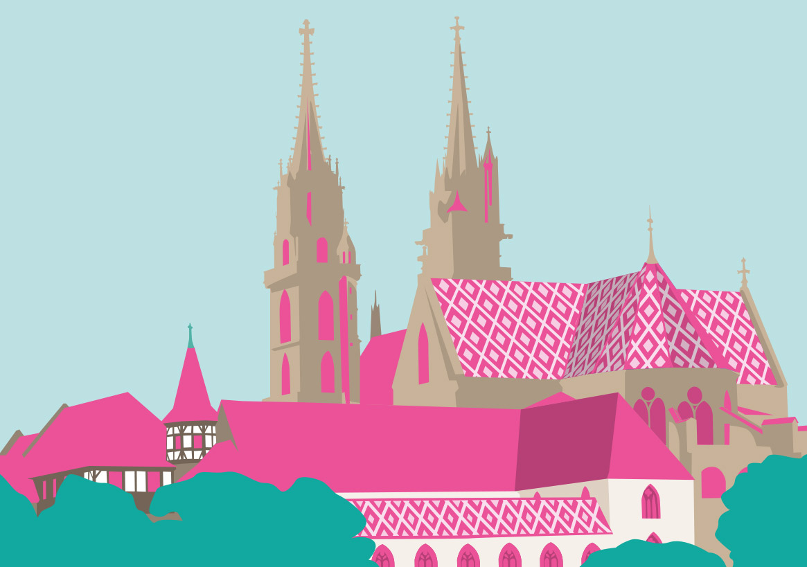 Postcard - Bon Voyage - Münster, Basel, Switzerland Postcard - Bon Voyage - Münster, Basel, Switzerland