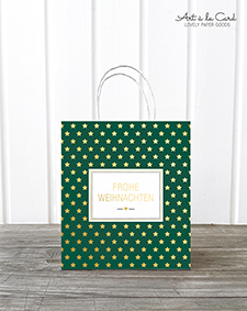 Geschenktüte Midi - Sternchen, grün-gold