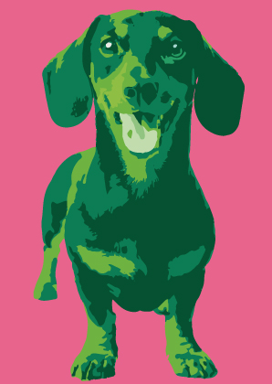Postcard - Toni Starck - Green Sausagedog