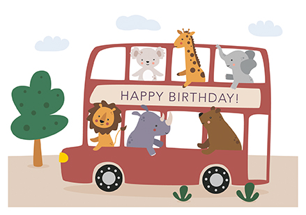 Klappkarte C6 - La Card - Doppeldeckergeburtstag